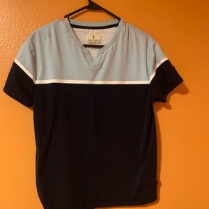 (SIZE L) Scott James Blue & Black V-Neck T-shirt
